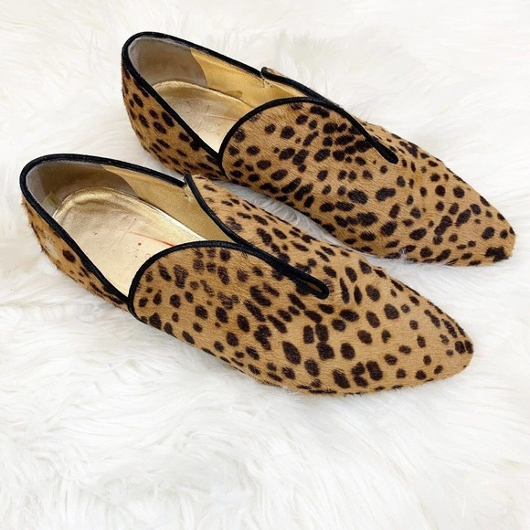 Walter Steiger Leopard Animal Pony Calf Hair Pointed Toe Flats Slip On Womens 36 - Picture 1 of 5